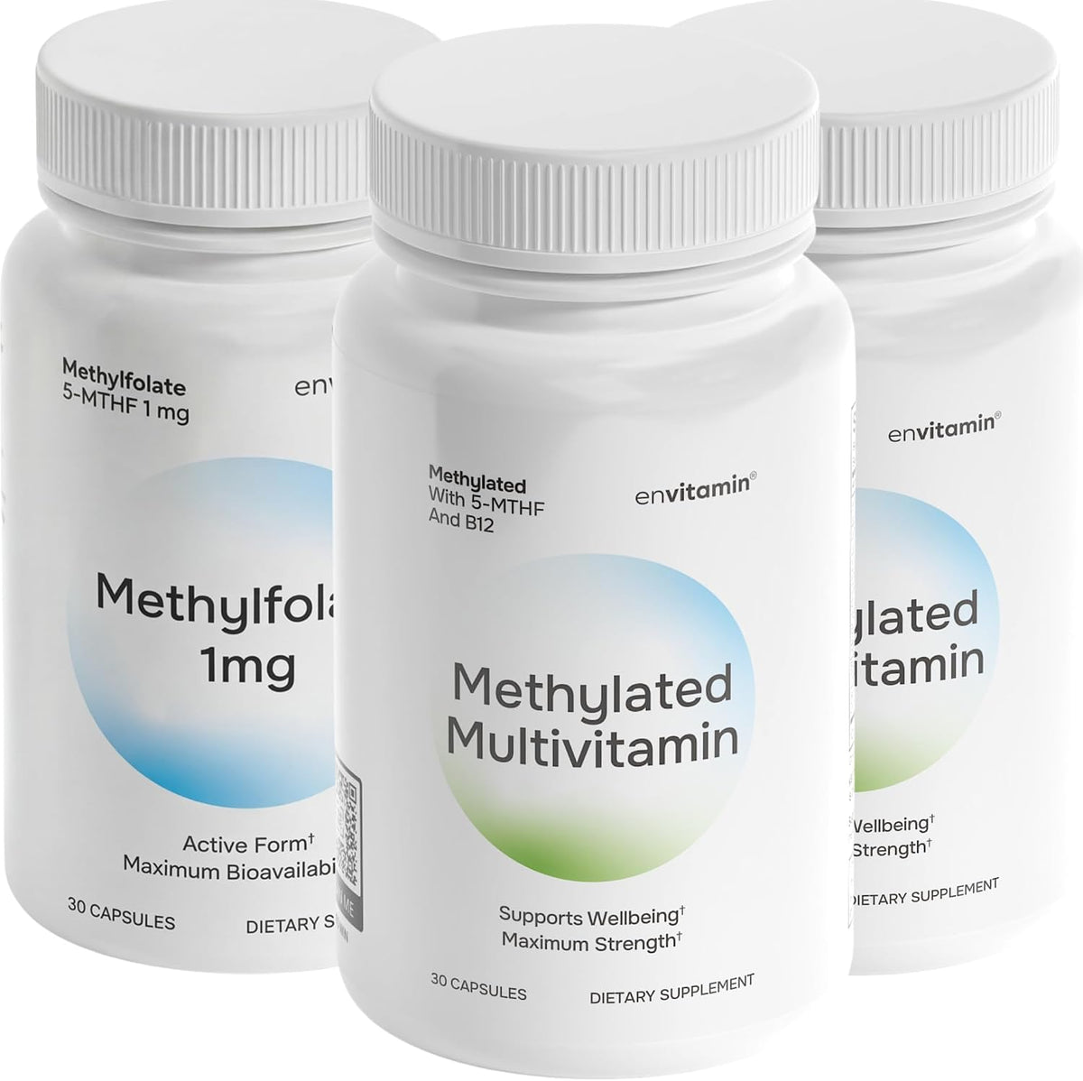 envitamin Methylfolate & 2 Pack Methylated Multivitamin Bundle (2 Products, 3 Bottles)