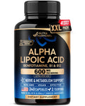 Alpha Lipoic Acid 600mg - ALA Supplement Antioxidant for Nerve, Energy & Metabolism Support - Extra Strength with Benfotiamine, B1 & B12 - Lab Tested, NON-GMO & Vegan - 120 Capsules, 2 Month Supply