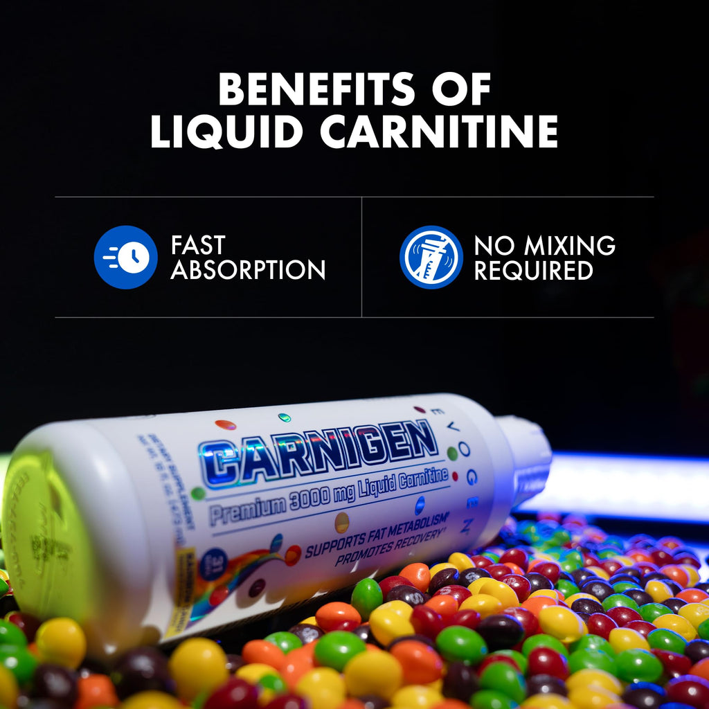 Evogen Carnigen Liquid 3000 | Energy Support | Sour Gummies | 31 Servings