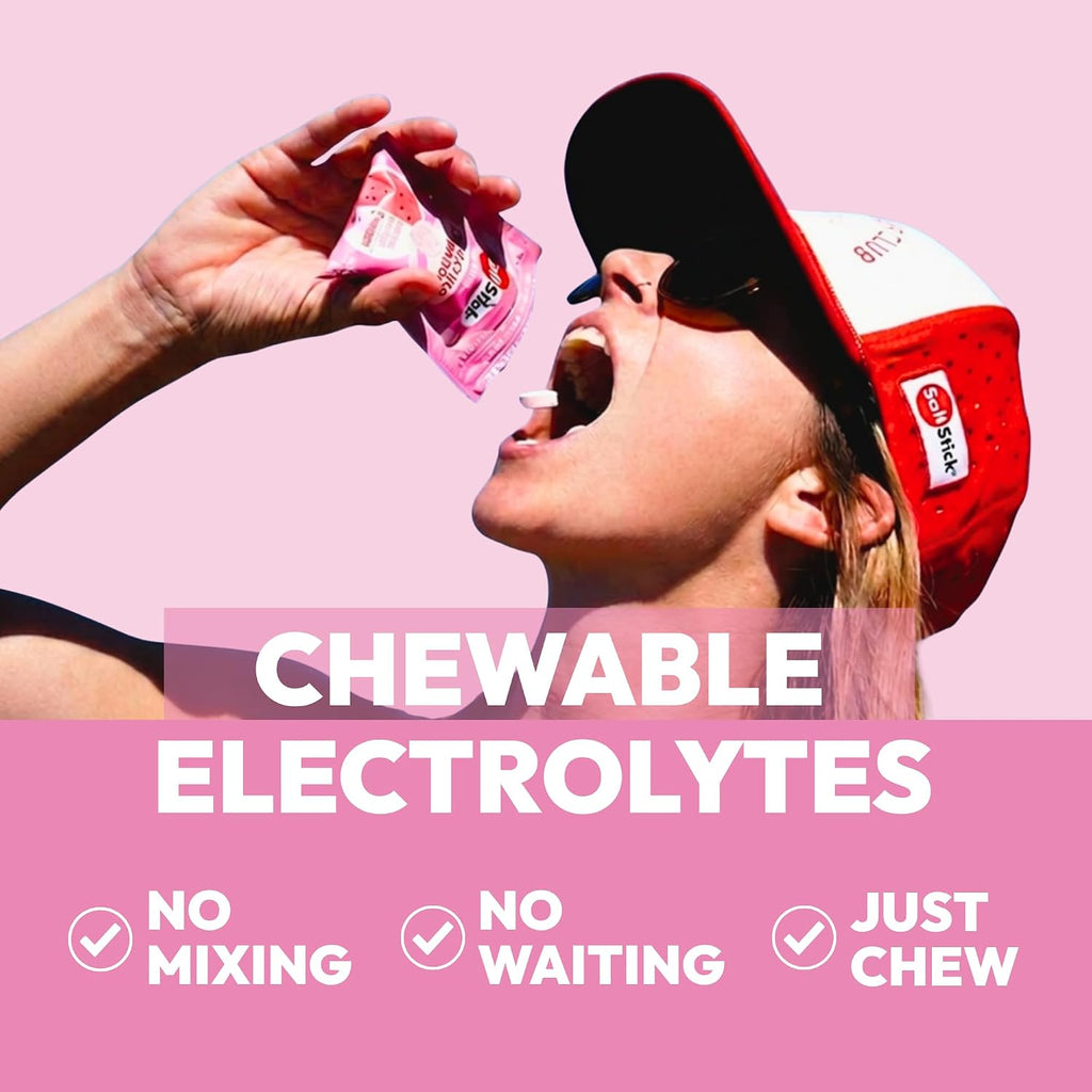 SaltStick Electrolyte FastChews - 120 Count Pink Lemonade - Chewable Electrolyte Tablets for Hydration, Salt Tabs - 10 Count (Pack of 12)