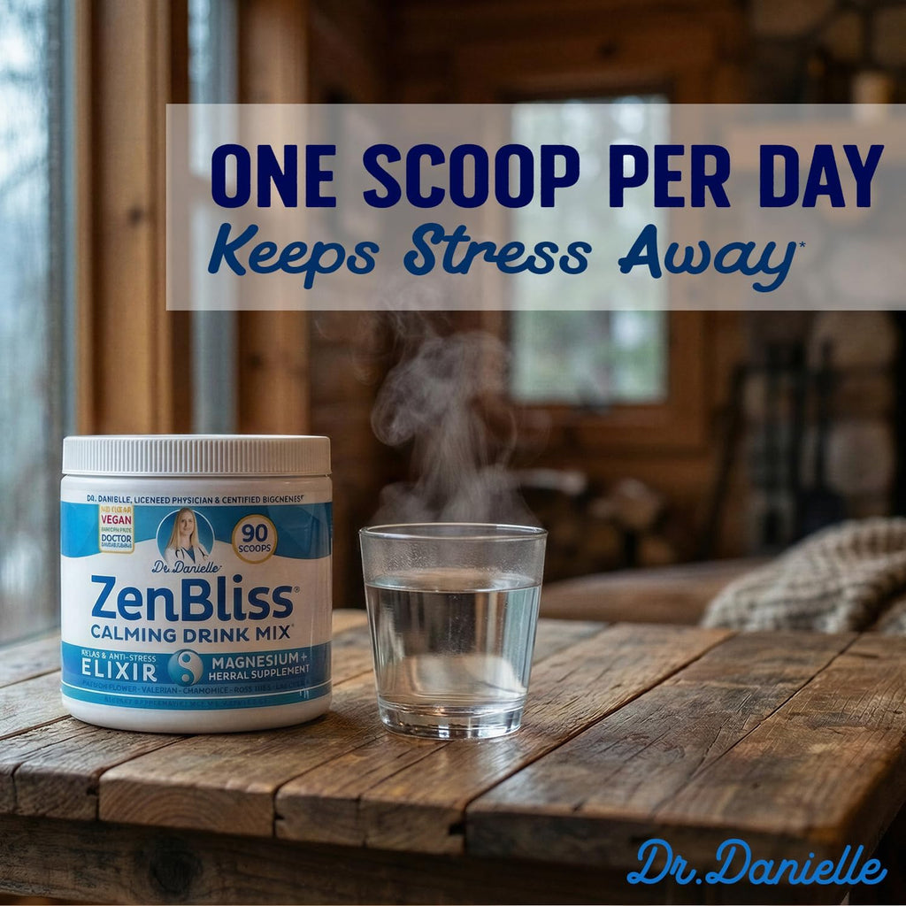 Zenbliss Calming Magnesium Drink Mix for Relaxation & Muscle Comfort – Magnesium Powder Supplement for Stress Support – By Dr. Danielle