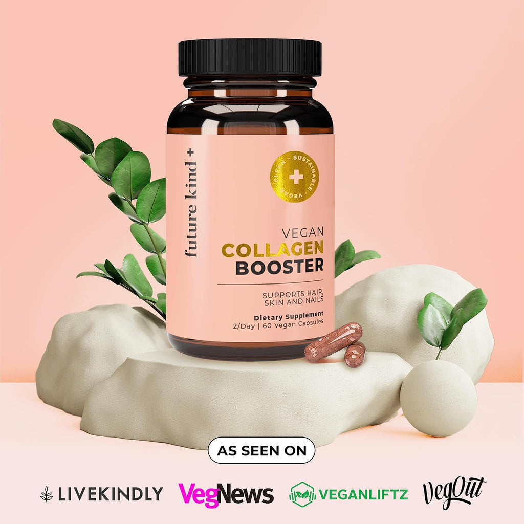 Future Kind Vegan Collagen - Supports Collagen Production with Biotin and Vitamin C (60 Capsules in Glass Bottle)