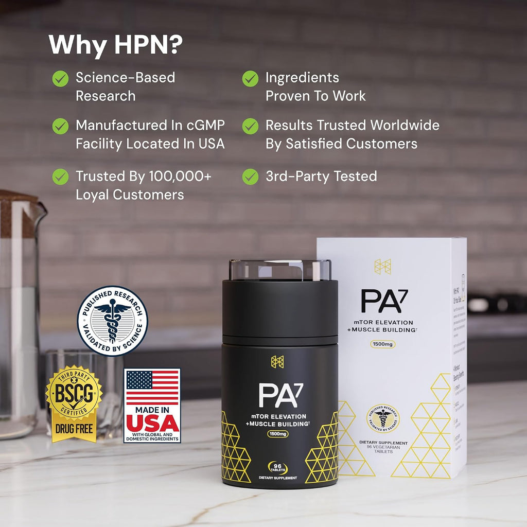 HPN PA(7) Phosphatidic Acid for Muscle & Strength, 96 Tablets | Mediator phosphatidic acid with L-leucine supports protein synthesis, lean muscle and strength from training; 96 Tablets.