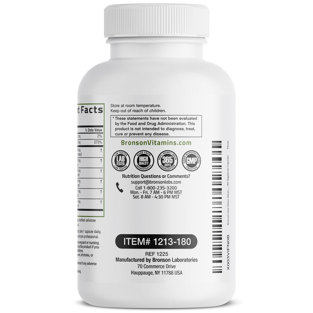 Bronson Liver Detox Advanced Detox & Cleansing Formula 60 Capsules | Liver Health Support with Milk Thistle, Dandelion Extract, Turmeric, Artichoke Leaf & Beet Root, Non-GMO, Soy-Free