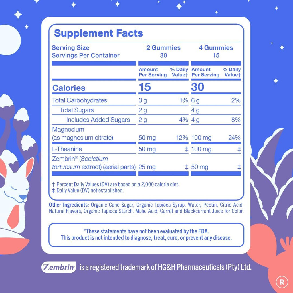 FIRST DAY Magnesium Gummies for Women, L-Theanine, Melatonin-Free, 60ct | Vegan strawberry Magnesium for Women, citrate, L-theanine and Zembrin; melatonin-free nighttime relaxation support.