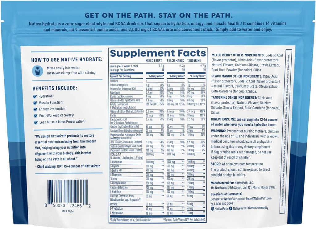 NativePath Hydrate Variety Stick Packs and Peach Mango Hydrate Jar Bundle