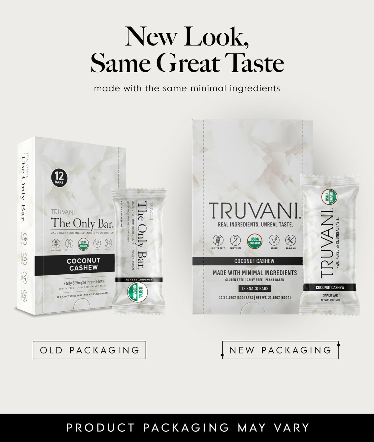 Truvani Plant Based Snack Bars | Variety | 12 Pack | Vegan | 5-8g Protein | USDA Organic and Vegan | Dairy, Soy, and Gluten Free | Individually Wrapped