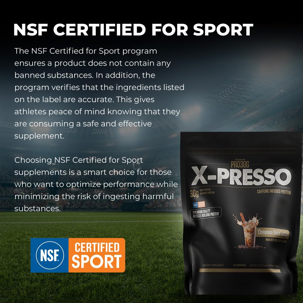 ATHLEAN-X PRO-30G, Xpresso Premium Caffeinated Protein Powder, Mochaspresso, Gluten-Free, Low Sugar, 30g of High Protein Powder for Muscle Recovery & Growth, NSF Certified for Sports
