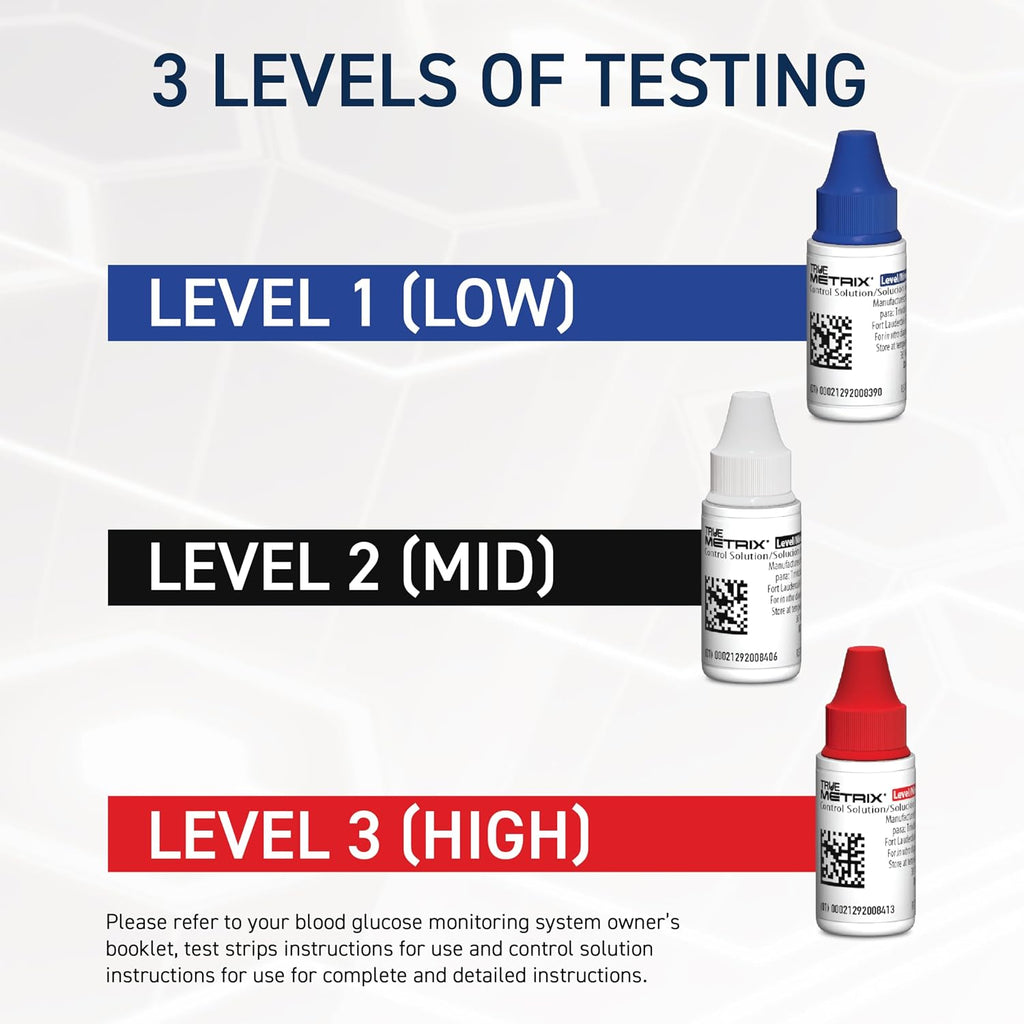 TRUE METRIX Control Solution Bundle, Level 1, 2, 3 Solutions | Solutions and TRUEplus Log Book, for Use with TRUE METRIX Blood Glucose Test Strips, Use to Confirm System Works Correctly