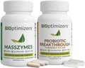 BiOptimizers Digestive Health Bundle – MassZymes Enzymes & Probiotic Breakthrough with Prebiotics – Max Nutrient Absorption, Gut & Immune Support – Energy, Recovery & Clarity – 60 Vegan Capsules