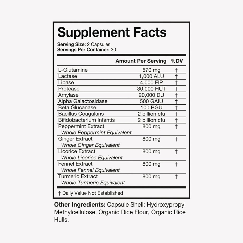Terra Health Essentials Bloat Control | Fast-Acting No Bloat Relief w/Digestive Enzymes, Probiotic Strains for Targeted Anti Bloat Support - Lactase, Lipase, Protease & Amylase for Digestive Health