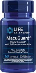 Life Extension MacuGuard Ocular Support with Saffron & Astaxanthin – Eye Health Supplement for Healthy Vision – with Lutein, zeaxanthin, Meso-zeaxanthin – Gluten-Free, Non-GMO – 60 softgels | For Eye Health, Healthy Vision with Lutein, Zeaxanthin, Meso-Ze