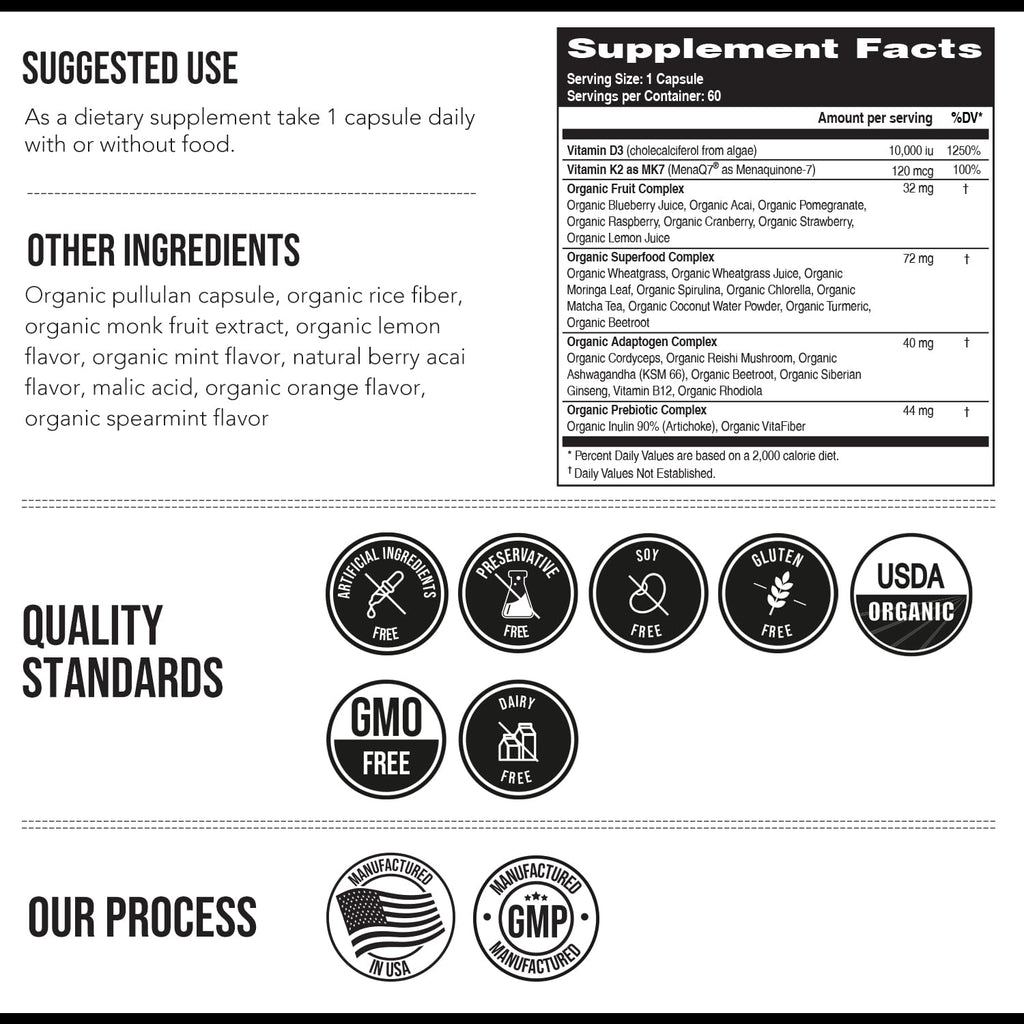 Organic Plant D3 K2 vitamin 10000 iu - All-Trans MK7 from MenaQ7 (120 mcg K2) - 100% Organic & Plant-Based Sublingual D3 Drops 10,000 iu (Cholecalciferol), 100% Vegan - Supports Immunity, Bone, Brain