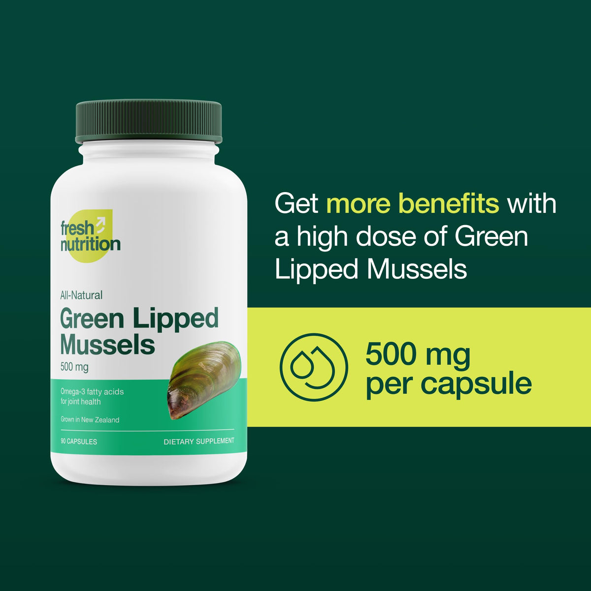 Green Lipped Mussel Capsules - Strongest DNA Verified from New Zealand - Perna Canaliculus Omega Supplement - May Promote Healthy Joints - 90 Capsules