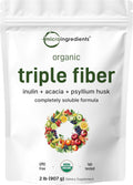 Micro Ingredients Organic Triple Fiber Powder, 2lb | Natural Prebiotic to Support Digestive & Gut Health | Soluble, Easily Digestible | Unflavored, Vegan
