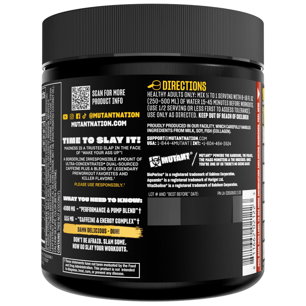 MUTANT Madness, Ultra-Concentrated Pre-Workout, Fruit Punch, 9.52 oz