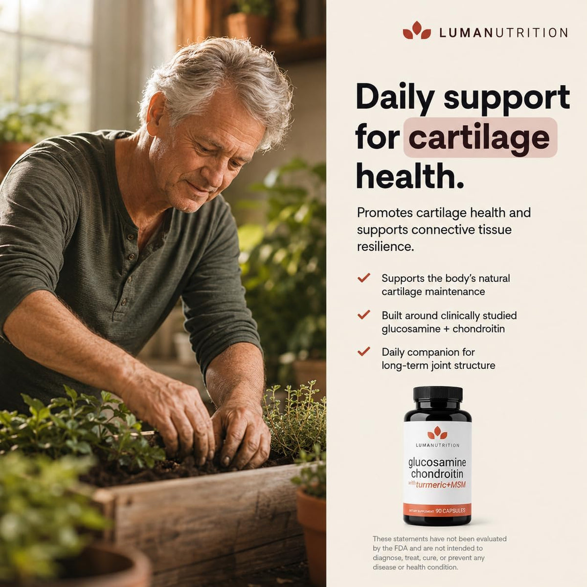 Luma Nutrition Glucosamine Chondroitin MSM Supplement - 90 Capsules