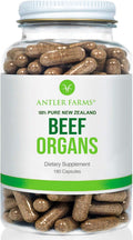 Antler Farms New Zealand Beef Organs - Heart Liver Kidney, 180 Ct, 400mg | 100% Pure Grass Fed Beef Organ Supplement, Cold Processed, Pure and Clean rBGH Free, No Fillers or Additives