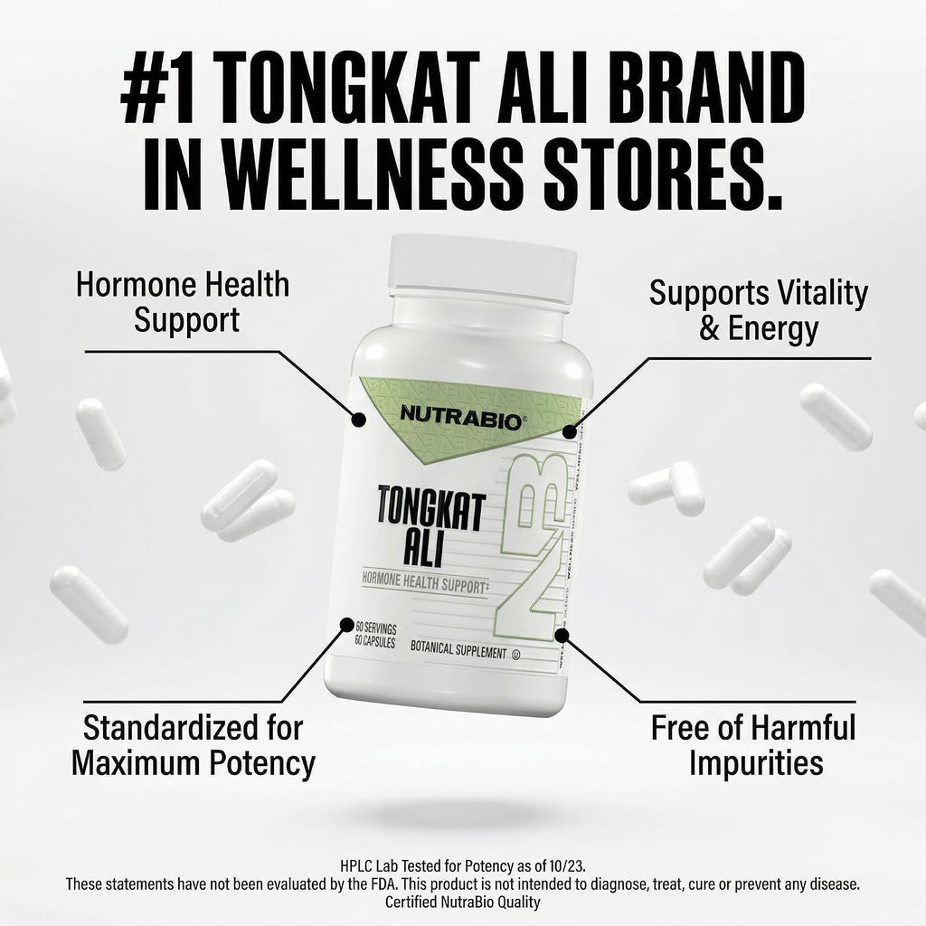NutraBio Tongkat Ali Longjack 100 Supplement - Natural Support for Muscle Mass, Strength, Performance- Longjack Tongkat Ali for Men- 200mg per Capsule, 60 Servings