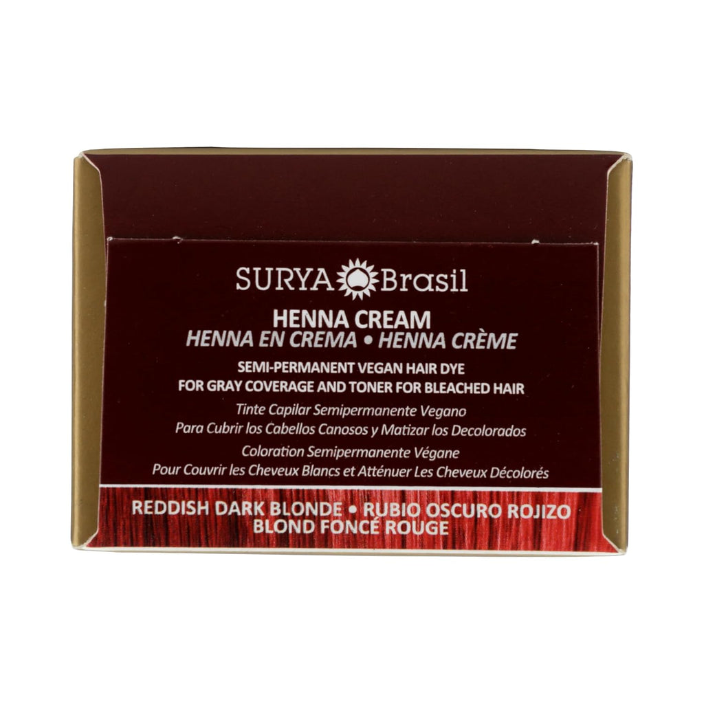 Surya Brasil - Reddish Dark Blonde Semi Permanent Henna Cream for Gray Hair Coverage and Deep Conditioning, 2.37 oz / 70 ml