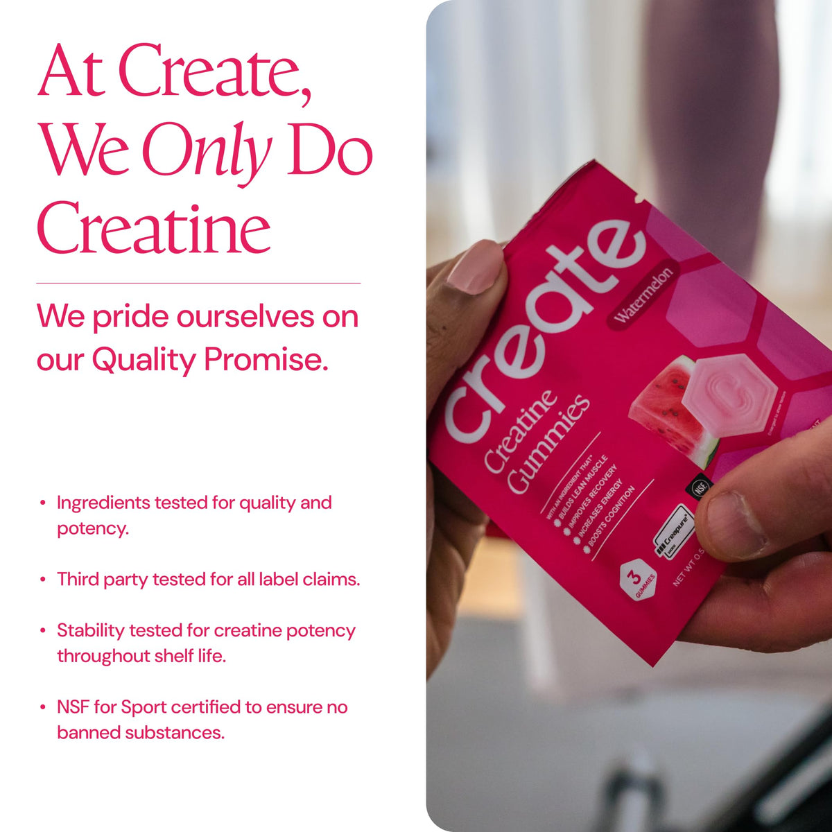 Create Creatine Gummies – Single-Serve Packs – 30ct – Variety Pack | NSF Certified for Sport – Made with Creatine Monohydrate, Vegan & Gluten-Free, Anti-Melting Formula, 3 Gummies per Pack