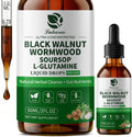 2 Pack Wormwood Black Walnut Drops- Gut Support with L-Glutamine | Gentle Intestinal Cleanse & Digestive Health – with Prebiotics & Zinc for Mood Immune & Energy – Vegan Gluten-Free