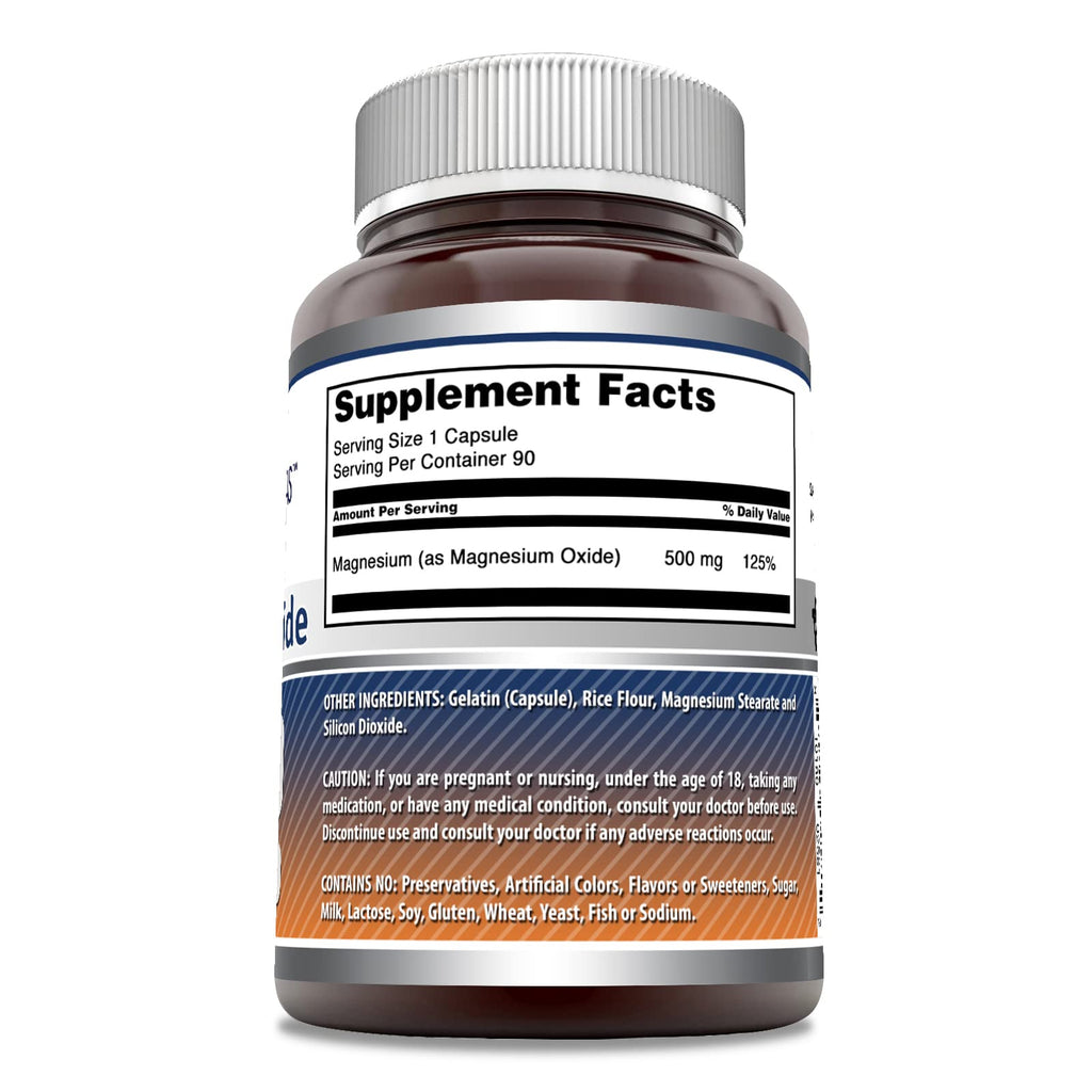 Amazing Formulas Magnesium Oxide Supplement | 500 Mg per Serving | 90 Capsules | Non-GMO | Gluten-Free | Made in USA