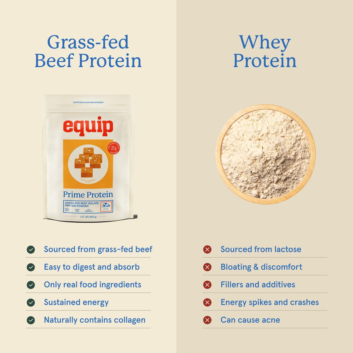 Equip Foods Prime Protein Powder Chocolate & Prime Protein Powder Salted Caramel