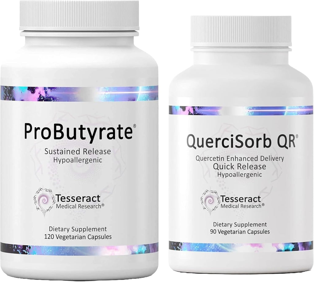 Tesseract Gut & Immune Support Bundle – ProButyrate 600mg & QuerciSorb Quercetin 400mg, 120 + 90 Capsules, Hypoallergenic, Gastrointestinal & Immune Health