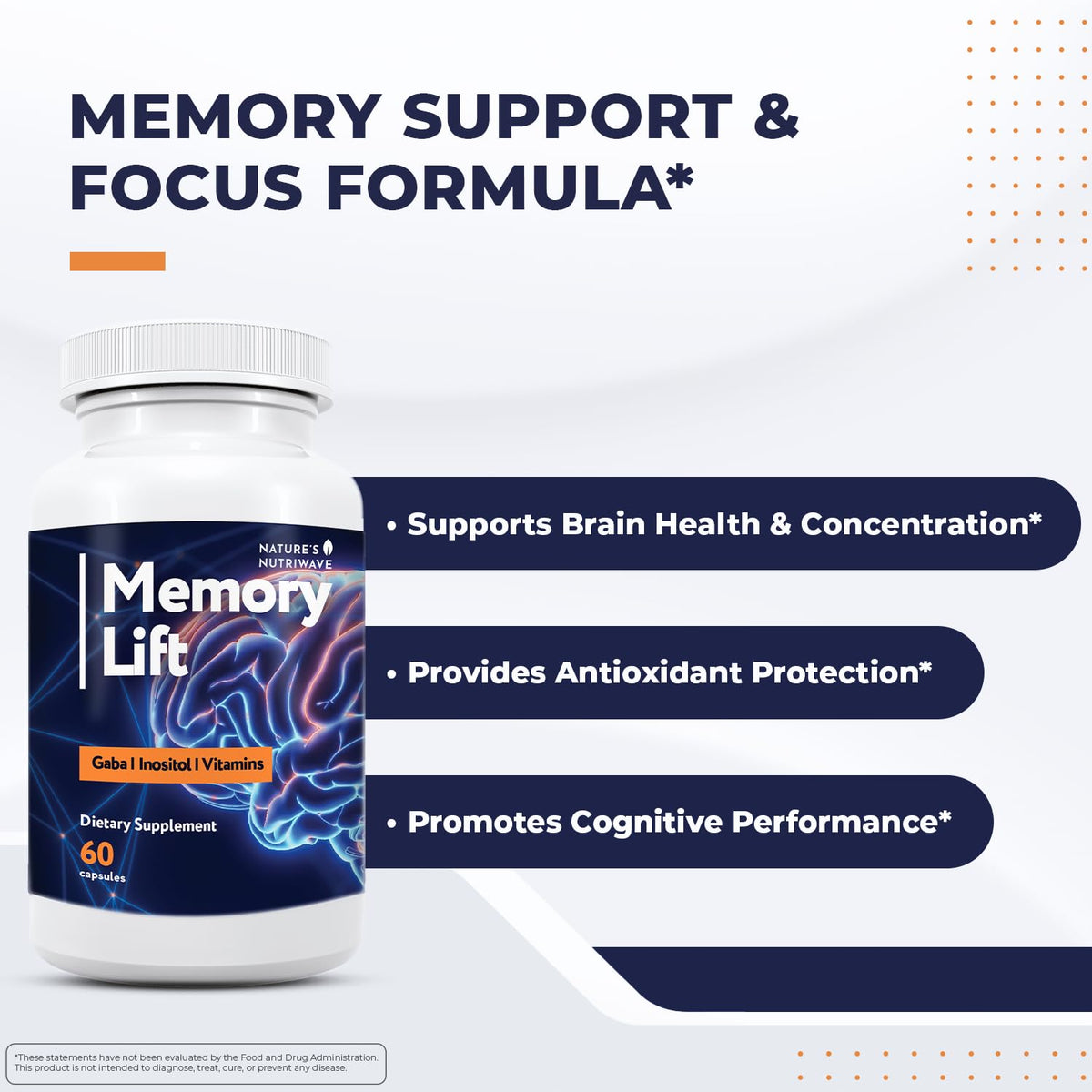 Memory Lift – Vitamins A, C, D, E & B-Complex – 60 Ct, 1 Month Supply | Also includes Choline with Vitamins A, C, D, E, B-Complex & Biotin | Non-GMO, GMP-Certified, Vegetarian