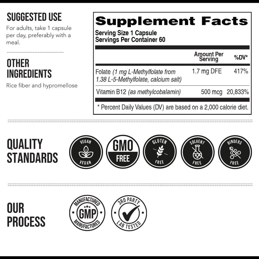 Organic Methyl Folate 1000 mcg + Methyl B12 Cofactor (300 Servings) – Metabolically Active 5-MTHF Form, Organic Berry Flavor, Liquid Sublingual Form – Mood, Cognition, Methylation, Pregnancy (1oz)