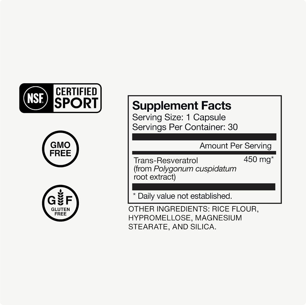 Momentous Resveratrol Supplement 450 mg - Trans-Resveratrol for Healthy Aging, Brain, & Heart Support - NSF Certified for Sport - GMO- & Gluten-Free - 30 Servings