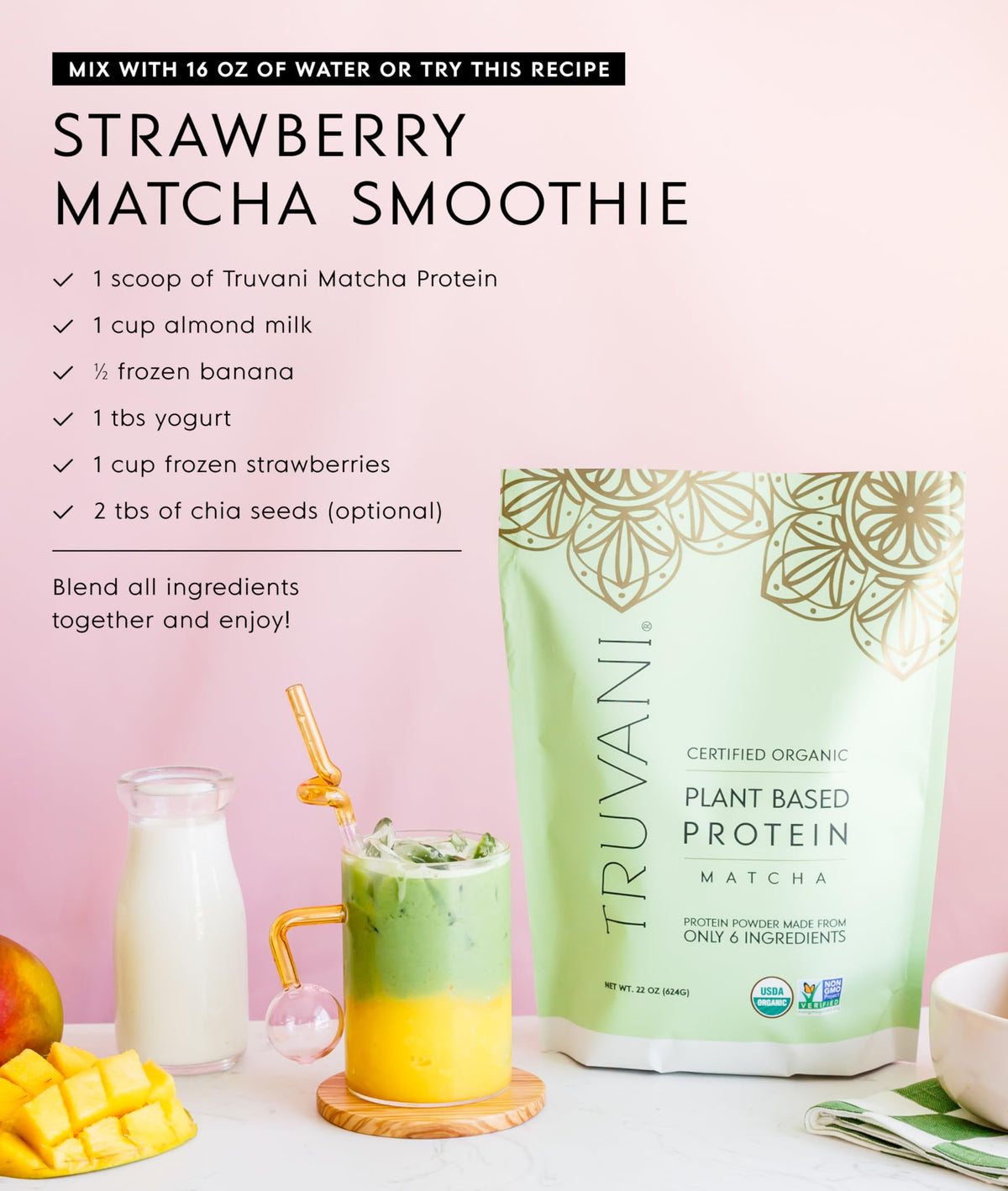 Truvani Organic Plant Based Protein Powder | Vanilla | 1 Serving | Vegan | 20g Pea Protein | Keto | Gluten & Dairy Free | Low Carb | No Added Sugar