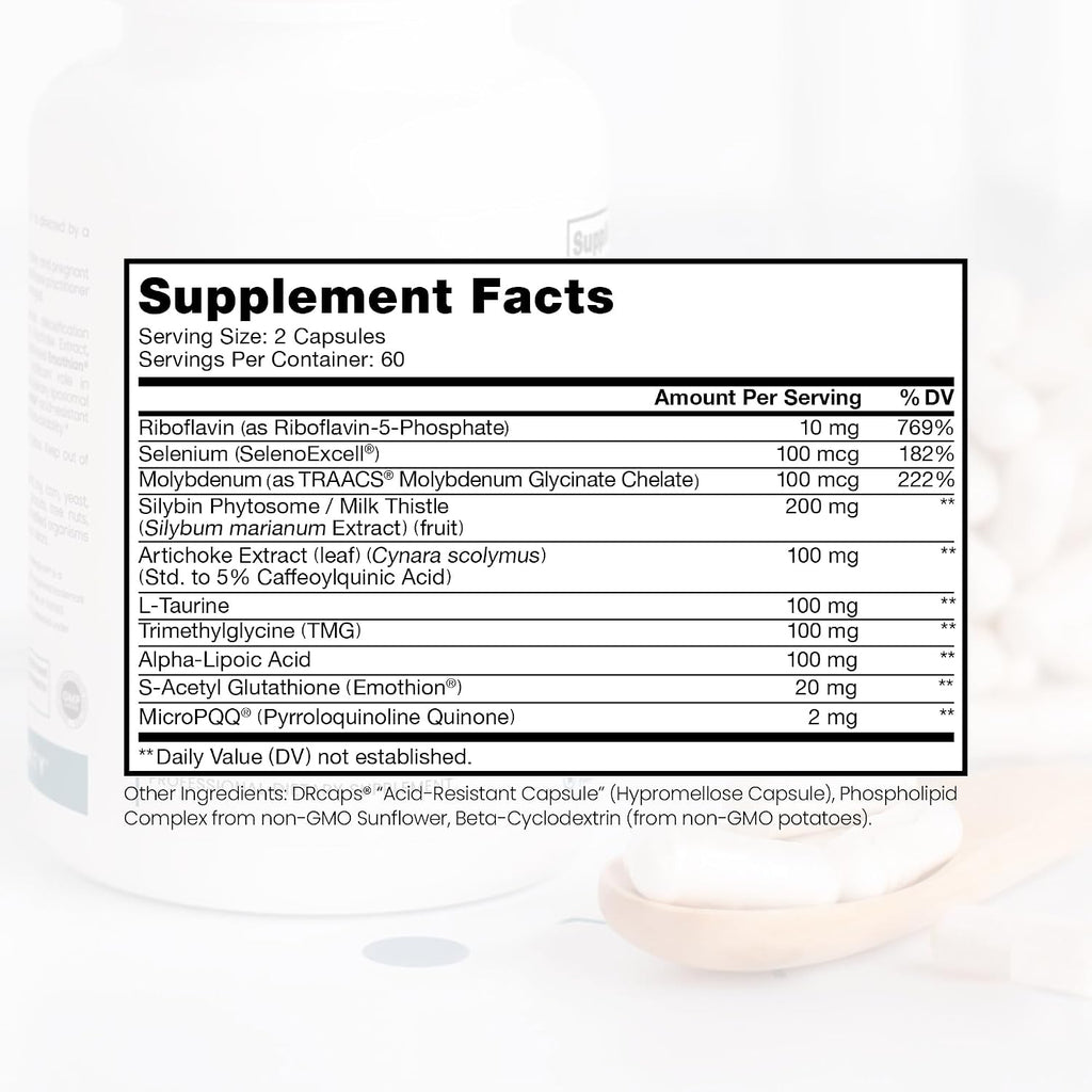 Pure Therapro Rx Liposomal Liver Detox + 120 Acid-Resistant VCaps | Soy-Free Liposomal Format Containing Methylation Nutrient Cofactors | Supports Liver Detox and Cleansing | Vegan