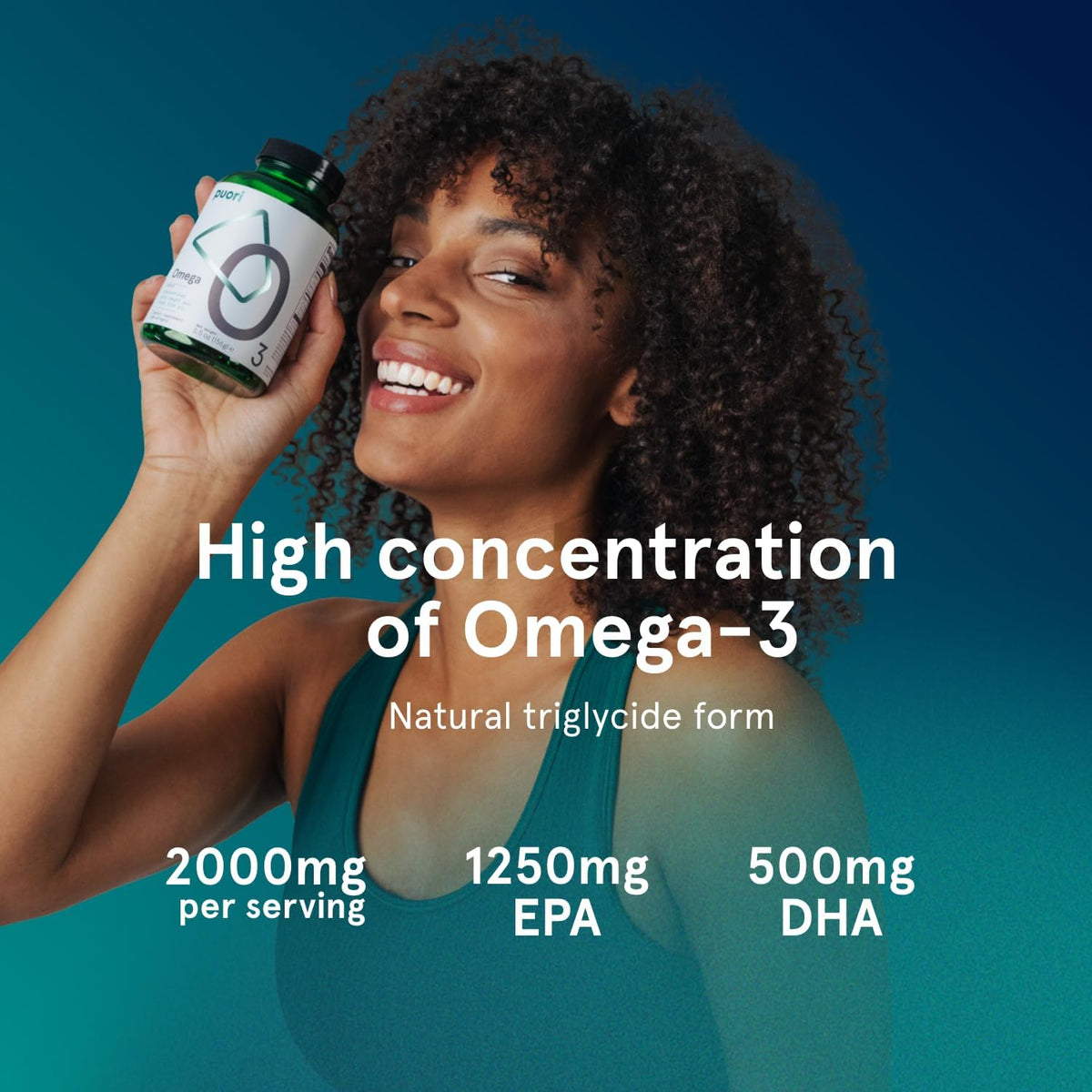 Puori Omega 3 Fish Oil Supplement - Ultra Pure & Burpless Wild Caught Fish Oil with 2000mg Omega 3 Fatty Acids,1250mg EPA & 500mg DHA Supports Heart, Brain & Eye Health - IFOS Certified - 120 Softgels
