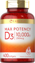 Carlyle Vitamin D3 10000 IU (250 mcg) | 400 Softgels | Value Size | Max Potency | Non-GMO, Gluten Free Supplement