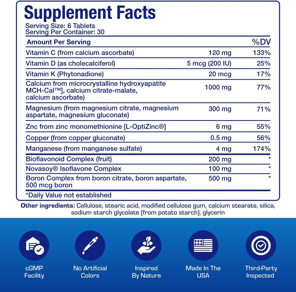 Clinical Calcium Complex Bone Supplement - Restorative Calcium Magnesium Zinc D3 Supplement for Bone Health Strength & Density Support with Antioxidant Bioflavonoids - High Absorption - 15 Servings