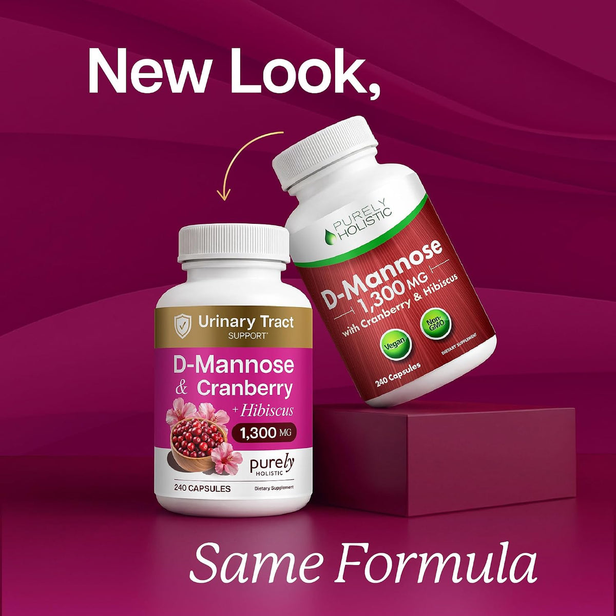 D Mannose with Cranberry, Drug-Free Urinary Tract Health Support, 240 Ct | Evidence-Based DMannose 1300mg for Urinary & Bladder Health for Women, D Mannose Supplements for Women & Men, 4 Month Supply