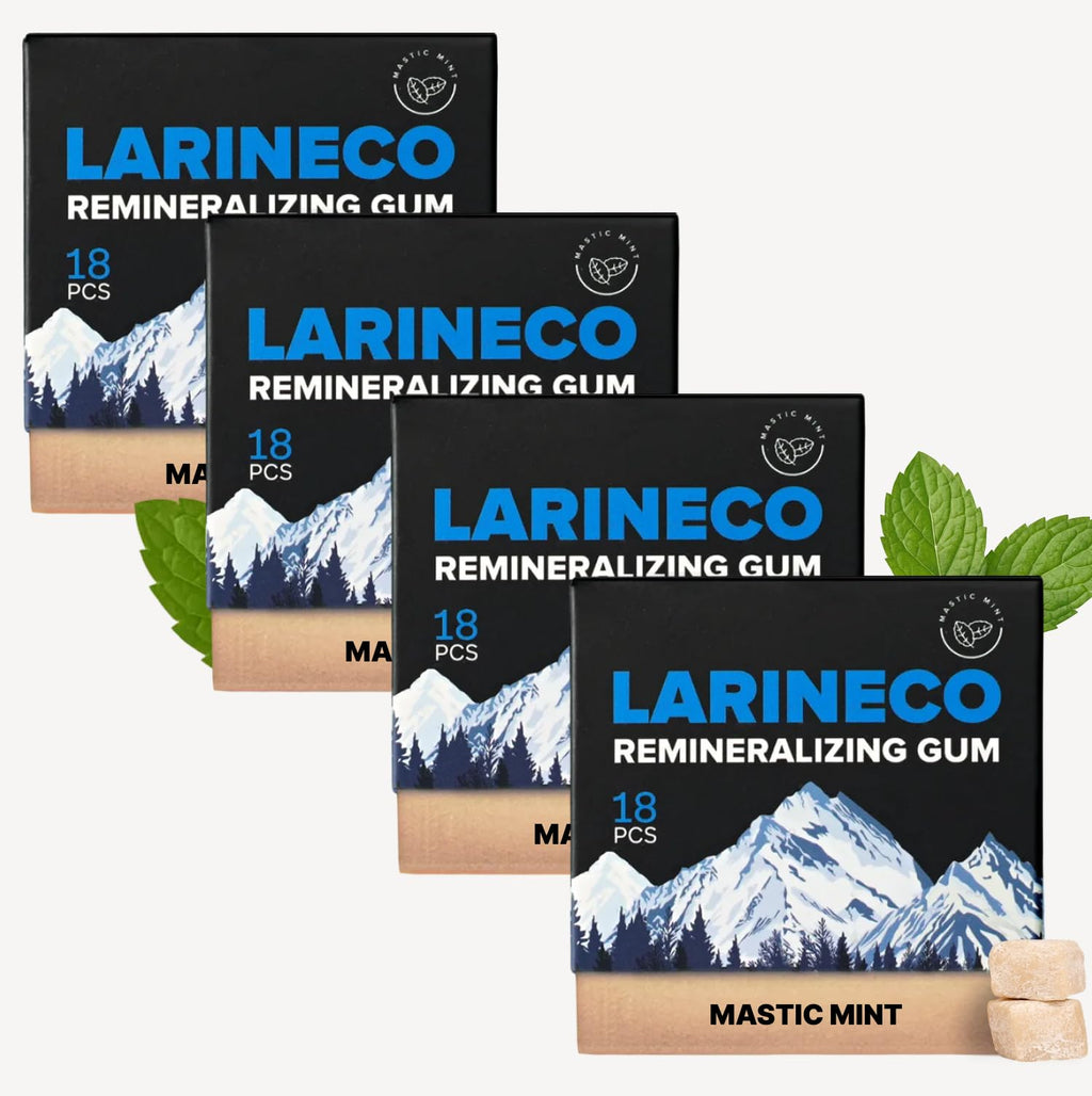 Larineco Remineralizing Gum with Nano Hydroxyapatite & Xylitol – Sugar-Free Xylitol Gum – Plastic-Free, Dye-Free, Aspartame-Free – Natural Base – 36 Pieces, Mastic Mint