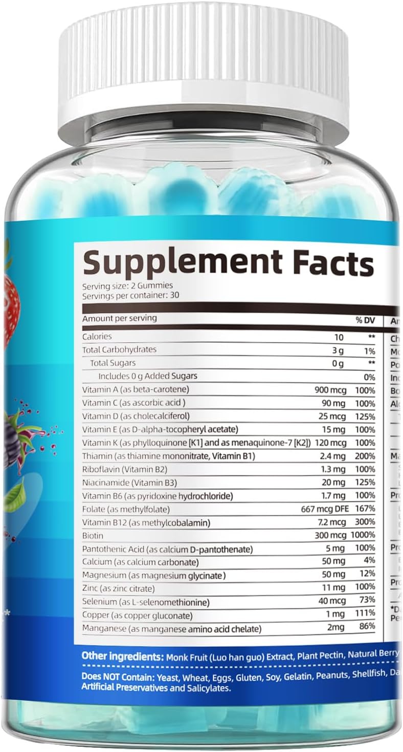 Migcopat Multivitamin for Men Gummies Bundle (2 Pack), Sugar-Free, Omega-3, Probiotics, Vitamins A–E & B, Berry & BlackBerry Flavor