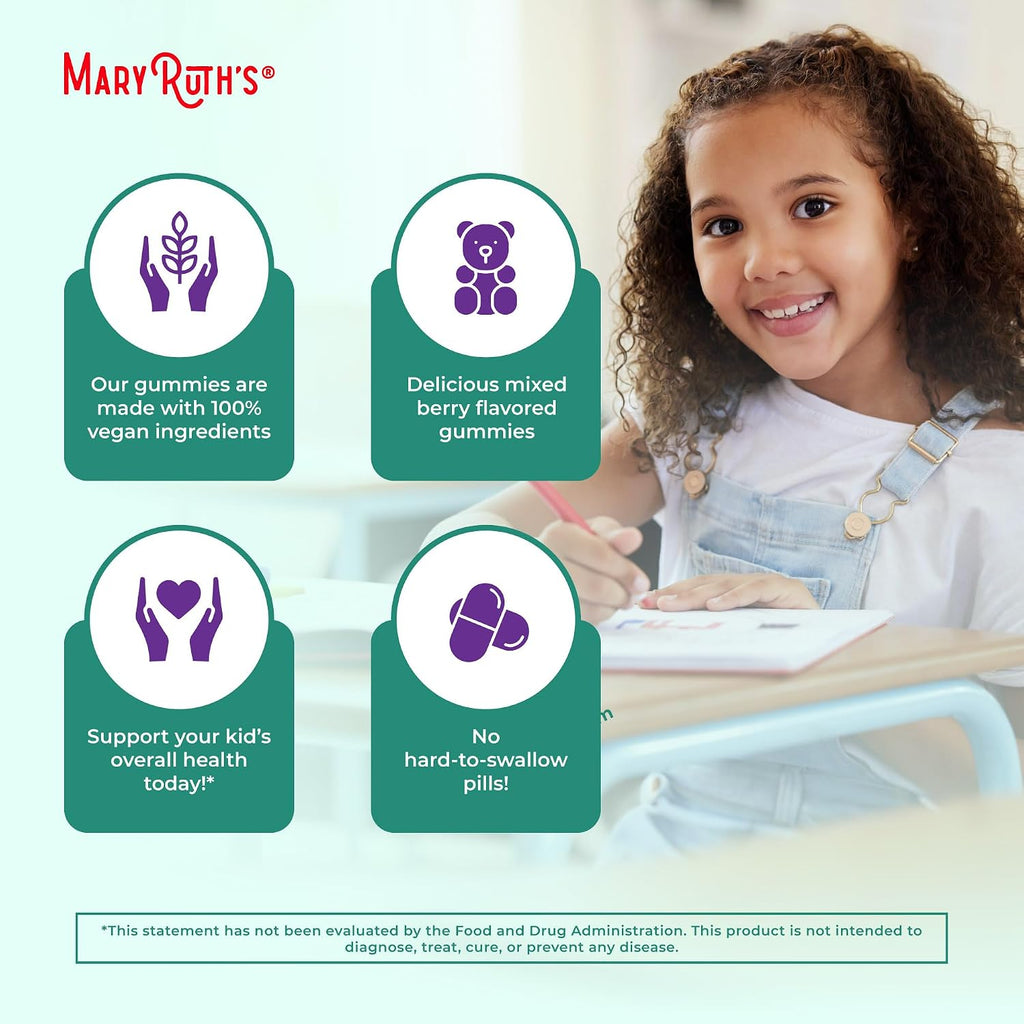MARYRUTH'S Organics Kids Immune Support Gummies | USDA Organic | Vitamin C, Zinc, and Elderberry Gummies for Kids| Immune Support for Ages 4+ | Vegan | Non-GMO | Gluten Free | 60 Count