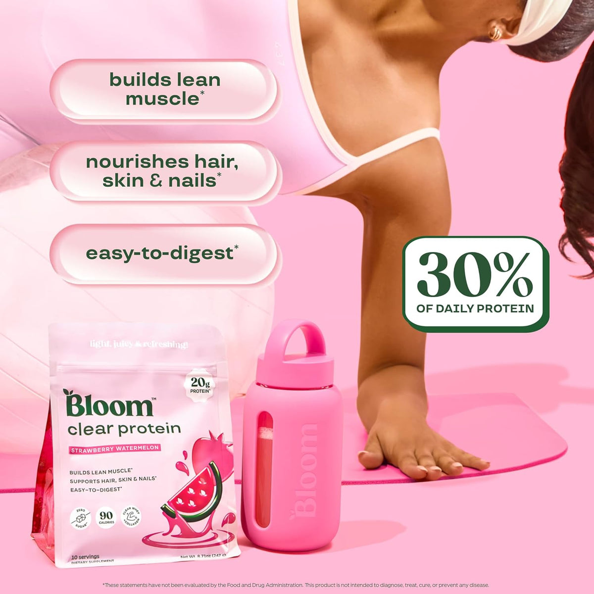 Bloom Strawberry Watermelon Clear Protein and Greens Gummies Bundle