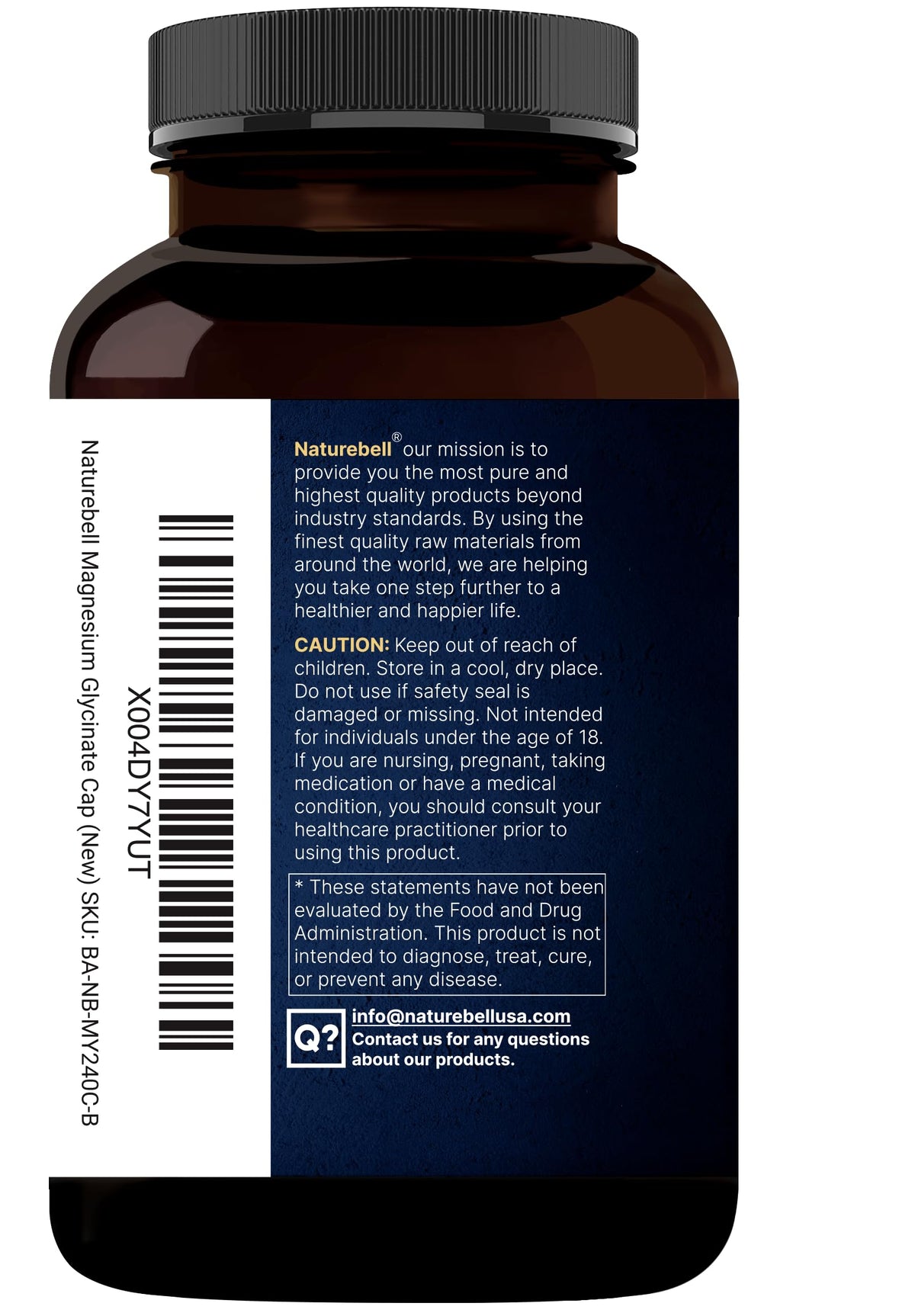 NatureBell Pure Magnesium Glycinate 500mg Per Serving, 240 Veggie Capsules | 100% Chelated & Purified Magnesium Supplement for Women & Men. 3rd Party Tested, Vegan Friendly, Non-GMO, Filler Free.
