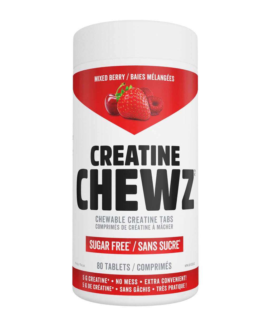 PVL Creatine Chewz – Sugar-Free Chewable Creatine Supplement for On-The-Go Use – 5g Creatine Monohydrate Per Day – Pre Workout & Muscle Recovery Support – 80 Tablets – Mixed Berry