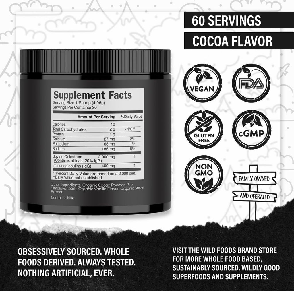 Cocotropic Organic Mushroom Cacao Mix (8oz) & Colostrum Powder (5.22oz) Bundle for Gut Health and Energy