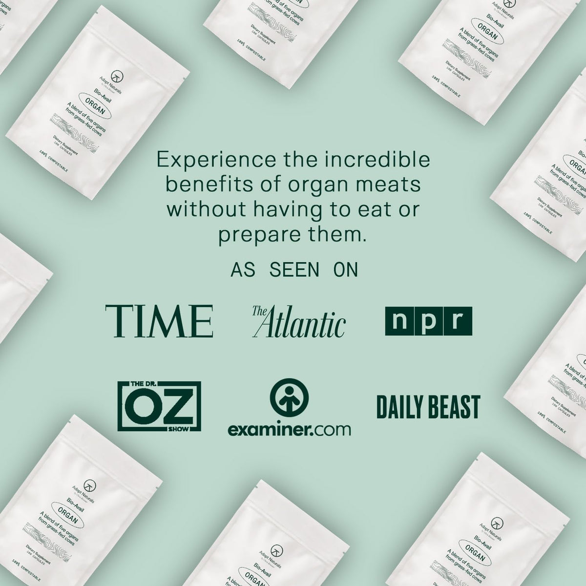 Adapt Naturals Beef Organ Supplement, Bioavailable Grass Fed Organ Capsules | Blend of Beef Liver, Heart, Kidney, Pancreas, Spleen, Supports Liver Cleanse Detox & Repair, Source of CoQ10 - 30 Days Supply
