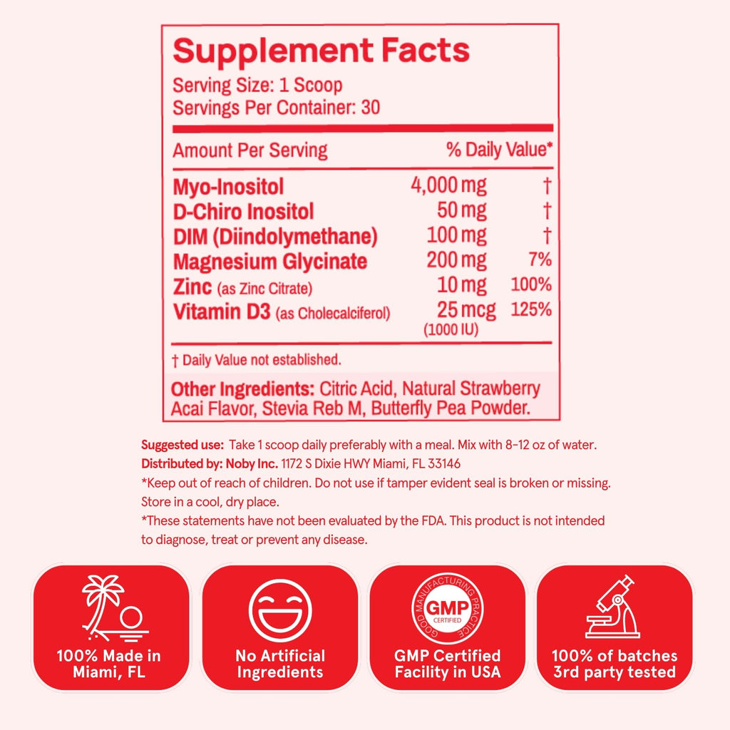 Peach Perfect Inositol Multivitamin – Myo-Inositol & D-Chiro 40:1 Blend, Omega-3, Vitamin D3, Magnesium, Zinc – Supports Women’s Health, Mood, Energy, Supplement – 30 SVG
