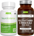Neurobalance + Multivitamin & Minerals for Men Vegan Bundle, High Absorption Zinc, Magnesium & B6 Supplement + Sustained Release Multivitamin by Igennus