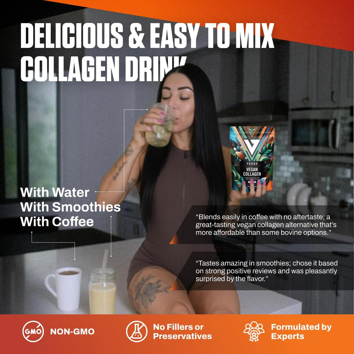 VEDGE Vegan Collagen Powder, Collagen Peptides, Unflavored, 20 Servings | Plant Based Collagen, Peptides From Broccoli And Carrot Supporting Skin, Hair, Nails, And Joint And Gut Health, Vegan Formula
