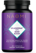 NAOMI BrainSpan™ with BDNF Support - Supports Working Memory, Focus & Concentration - CogniSage™, CognatiQ®, Lion Mane, Phosphatidylserine, Ginkgo Biloba, B6 & B12, Non-GMO, 30-Day Supply